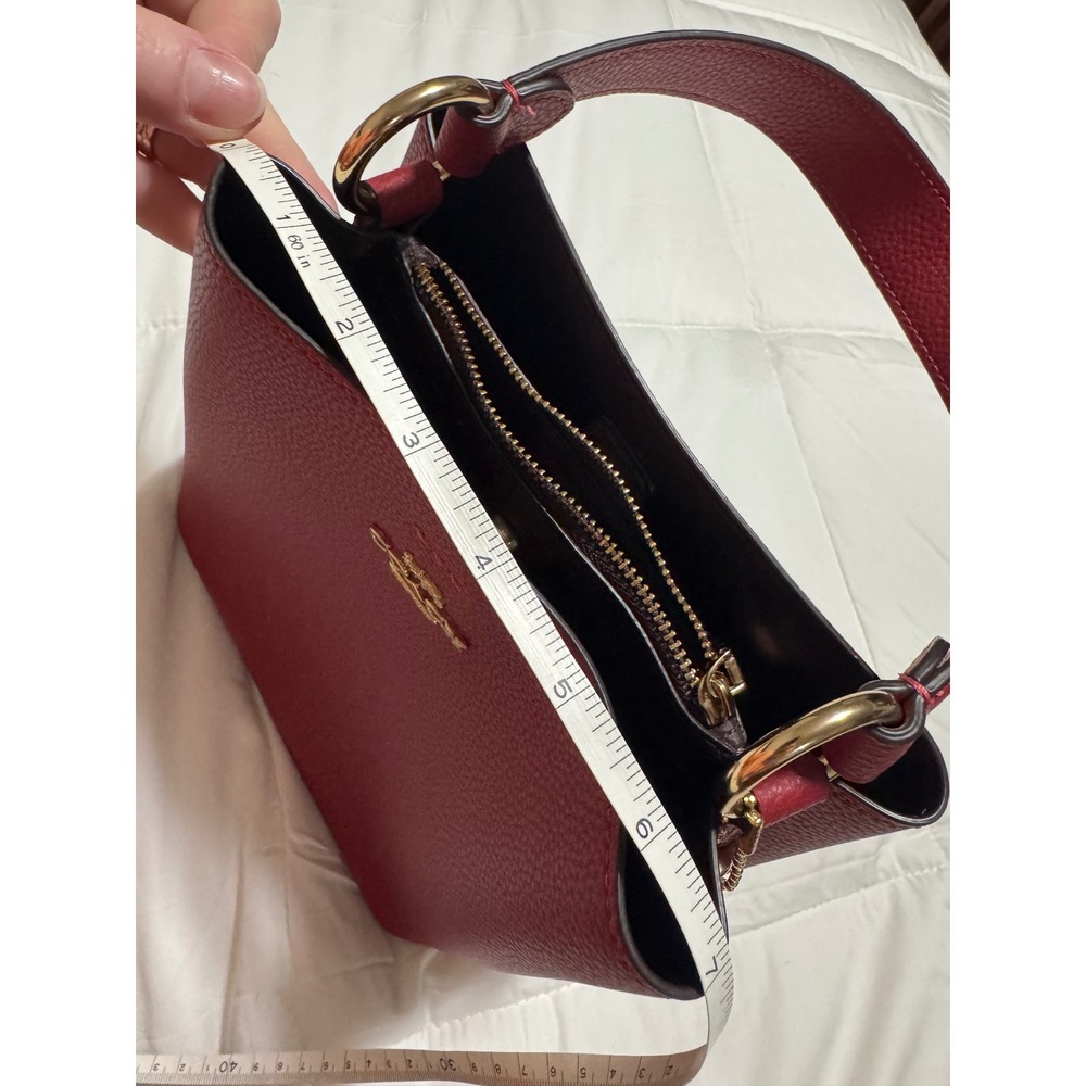 Coach Town Bucket Bag Red Pebbled Leather Gold Hardware Bag 91122 - Picture 9 of 9